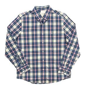 American Eagle Blue Pink White Plaid Long Sleeve Button Shirt Mens Large NEW